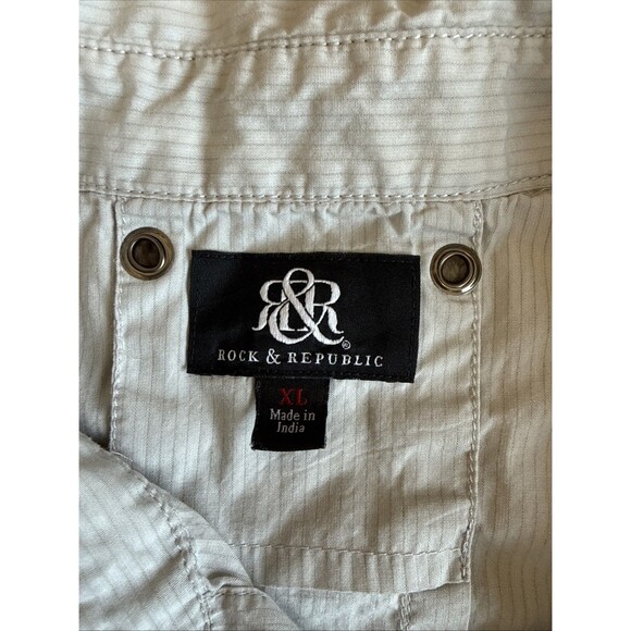 Rock & Republic Men's XL Button-Down Shirt Short Sleeve Gray 100% Cotton - Picture 2 of 5